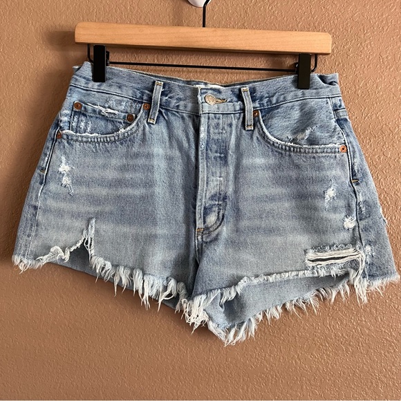 Agolde Distressed Frayed Hem Button Fly Jean Shorts Size 27 - Picture 2 of 8